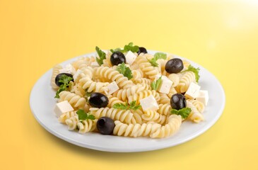 Creamy tasty fresh pasta with fresh herbs