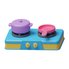 blue cooking toy 3d illustration