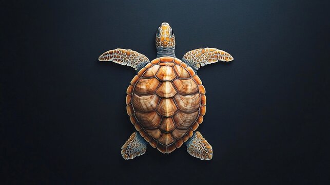 A detailed illustration of a turtle on a dark background, showcasing its unique shell patterns.