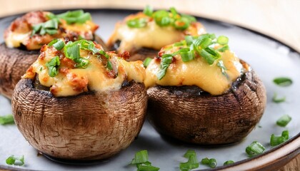 delicious stuffed mushrooms with a creamy filling and topped with melted cheese