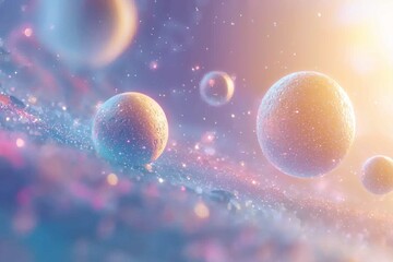 Naklejka premium Space cosmic illustration with planets scene created with Generative AI