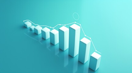 A simple bar graph on paper, with green bars representing growth and white lines indicating an upward trend in sales data.