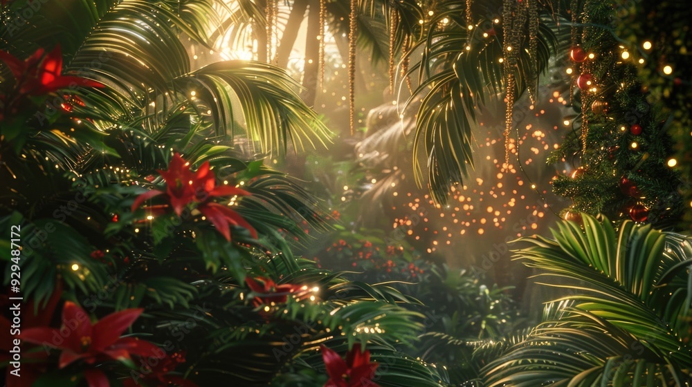 Poster a dense forest with many trees and plants