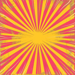 yellow and pink rays, gradient as a background for a comic book or a vintage picture, generative AI