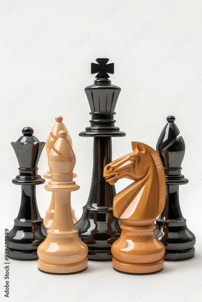 Poster A group of chess pieces stacked on top of each other