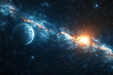 Obraz premium Space cosmic illustration with planets scene created with Generative AI