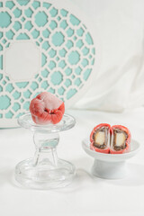 Close-up of snowy mooncakes during the traditional Mid-Autumn Festival