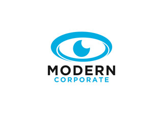 Abstract Eye Logo. Blue Circular included Eyeball inside isolated on White Background. Usable for Business and Technology Logos.