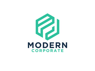 Hexagonal Line Letter P Logo. Usable for Business, Real Estate, Architecture, Construction and Building Logos.