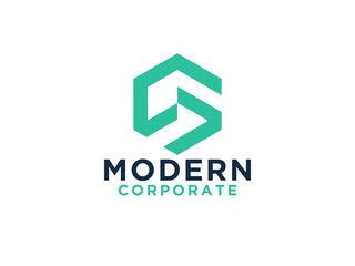 Initial Letter S Logo. Geometric Hexagonal Line isolated on White Background. Usable for Business, Building and Technology Logos.