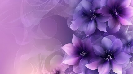 A vibrant digital illustration of purple flowers set against a soft gradient background.