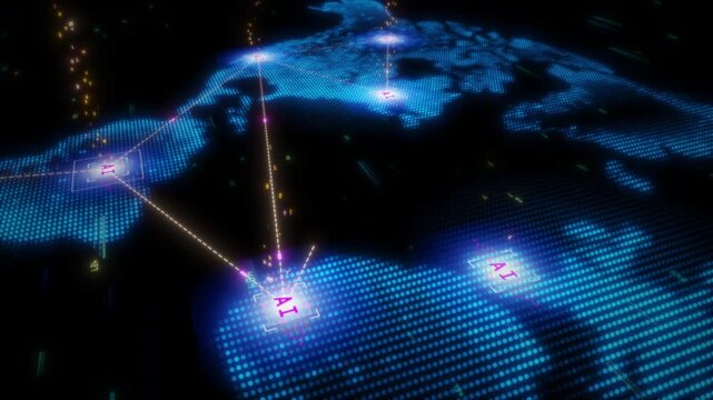 Global AI Network with Digital Data and Code Integration - Ideal for Technology, Innovation, and Cybersecurity Themes