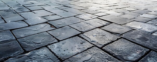 Wet Stone Pavement in a Diagonal Perspective