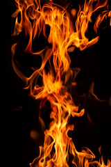 Fire flames on black background. Fire flame texture. Fire flame with copy space. Flames textured...