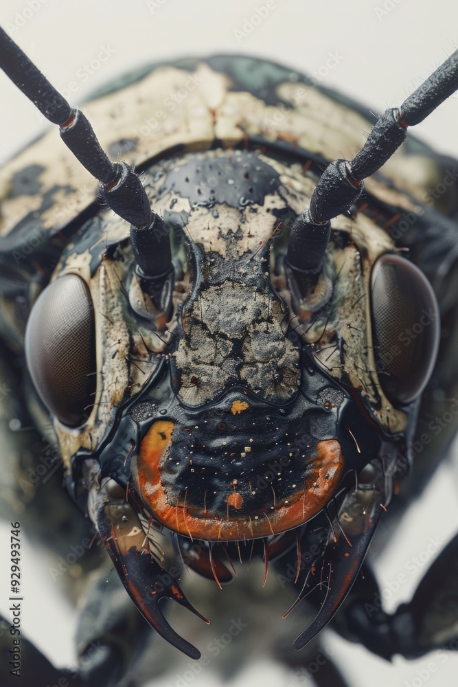 Aufkleber a close-up view of a bug's face with its eyes open, perfect for illustrating microscopic or entomolo