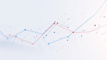 Clean stock market graph with red and blue lines on a white background, designed in a flat motion graphics style.
