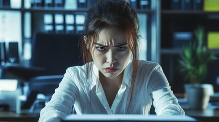 Angry Korean business woman in office