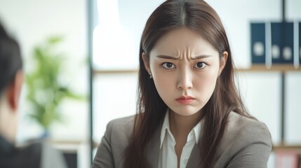 Angry Korean business woman in office