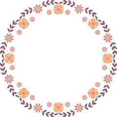 Cute floral elements pastel round border