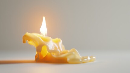 The mesmerizing display of light and shadow created by a slowly burning white candle and flowing wax