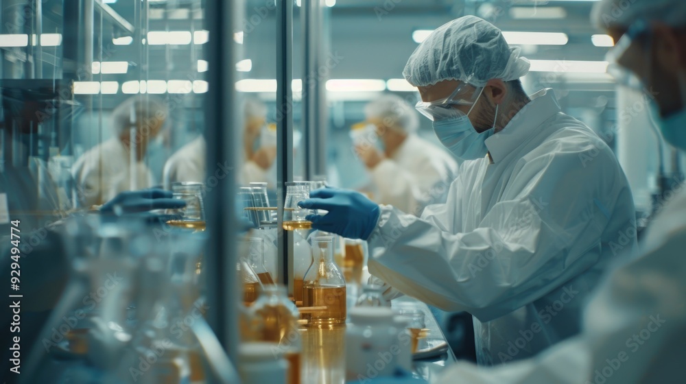 Canvas Prints Group of people working together in a modern laboratory with various equipment and tools