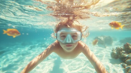 Fototapeta premium person snorkeling in the ocean, sea, holiday, kids