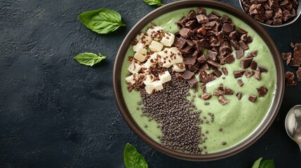 A keto-friendly smoothie bowl with low-carb toppings, with space for copy or branding.