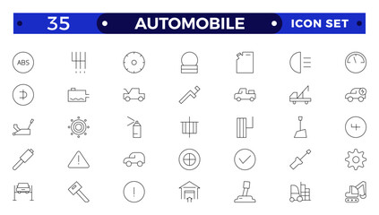 Automobile outline icon set. Shipping And Courier icon. Containing order tracking, delivery home, warehouse, truck, scooter, courier Sea Air, Date, Return Search Parcel and cargo icons.
