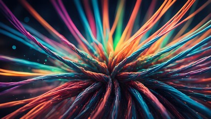 A colorful wire sculpture with a rainbow of colors