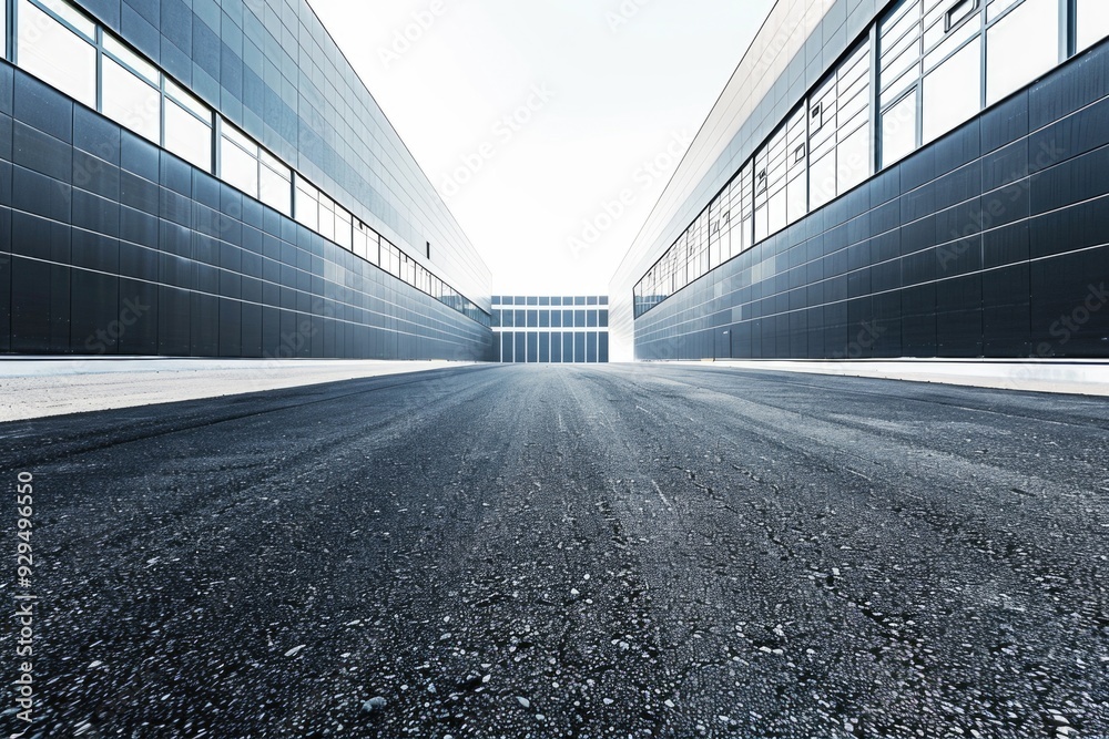Poster a vacant street in front of a building with no people or cars, suitable for use as a placeholder ima