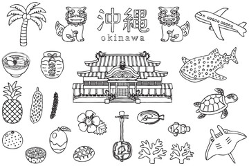 沖縄のかわいい線画イラスト素材集