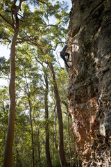 Rock climbing sport with ropes