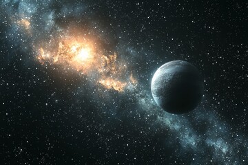 Obraz premium Space cosmic illustration with planets scene created with Generative AI