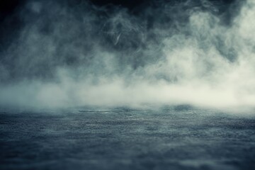 Smoke On Cement Floor With Defocused Fog In Halloween Abstract Background , ai