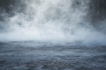 Smoke On Cement Floor With Defocused Fog In Halloween Abstract Background , ai