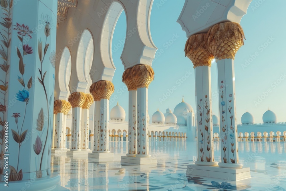 Aufkleber A grand white structure with numerous columns, suitable for use in architectural or historical context