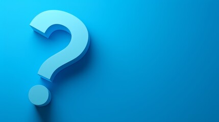 Question mark on blue wall background, banner, copy space