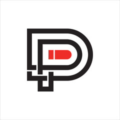 Letter DP PD logo design with bullet icon , editable in vector format