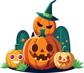 Halloween Pumpkin Vector Cartoon  Illustration for Spooky Design Festive Art And TShirt Design
