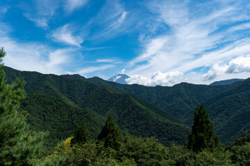Obraz premium 山梨県南巨摩郡身延町から望む夏の富士山