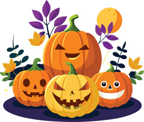 Halloween Pumpkin Vector Cartoon  Illustration for Spooky Design Festive Art And TShirt Design