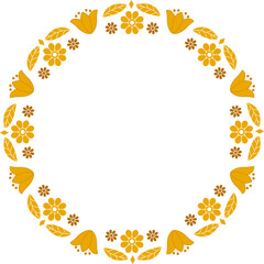 Cute golden flowers round frame border