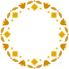 Golden floral ornamental round frame border