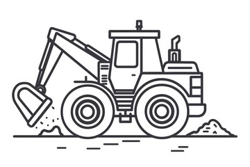 Naklejka premium A simple line drawing of a bulldozer, perfect for construction or industry-related projects