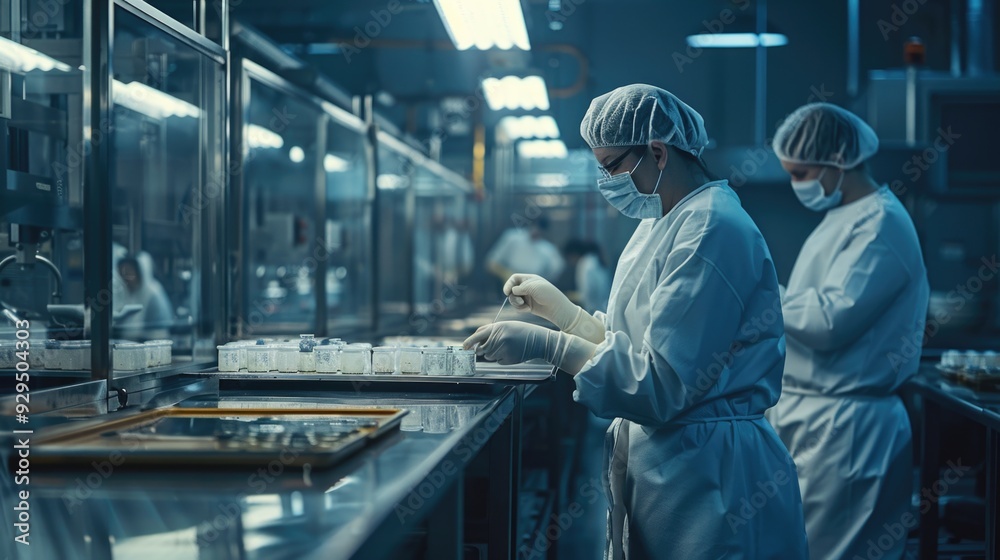 Poster two people working together in a factory setting
