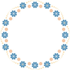 Tiny cute round floral frame border. Isolated decoration