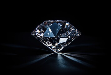 A Single Diamond Casting Light on a Black Background