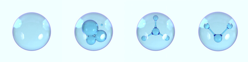Skincare Collagen Serum Molecules Biomedical 3D Illustration