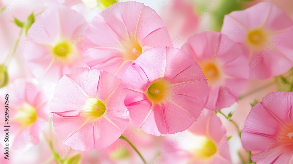 Poster Pink Morning Glory Flowers in Bloom