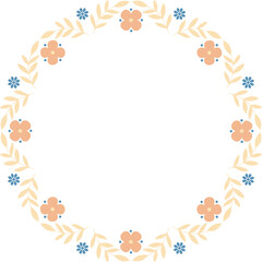 Folk floral motifs round minimalist frame border